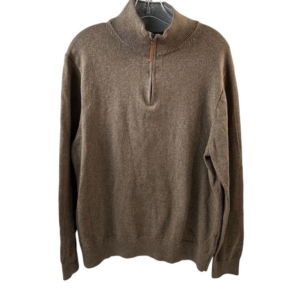 J.Crew Men's Brown Quarter Zip Pullover Sweater Size L Casual Knit - Picture 1 of 9